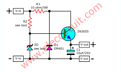 power dc zener using diode supply regulator circuit ElecCircuit.com voltage  diode Zener