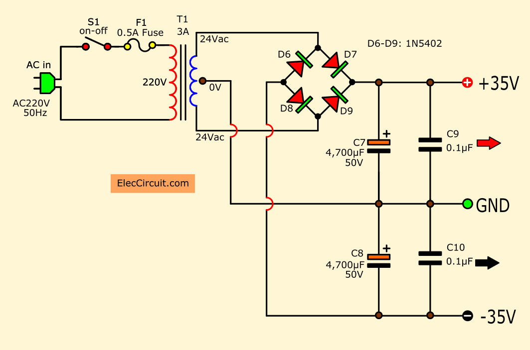 40 W Transistor Audio Amplifier Circuit With Pcb Eleccircuit