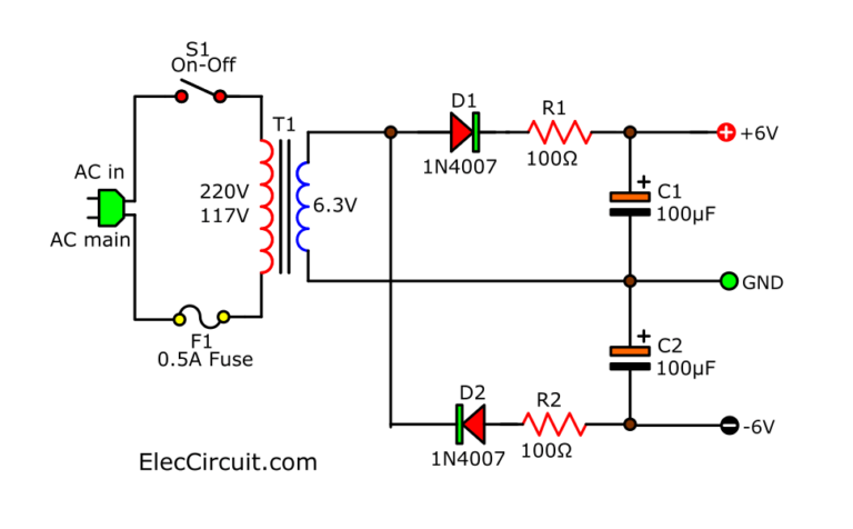 Many Simple 6V power supply circuit - Elec circuit.com