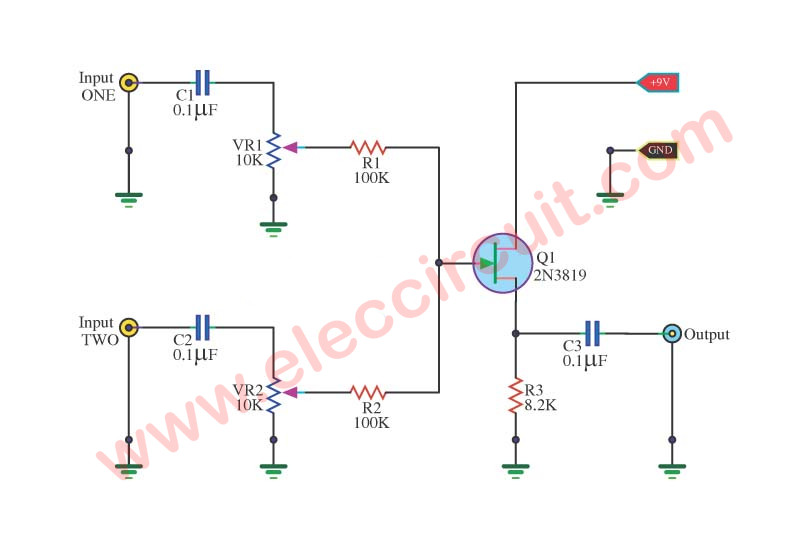 4 Simple Audio Mixer Circuits Diagram Using Fet And Ics Eleccircuit Com