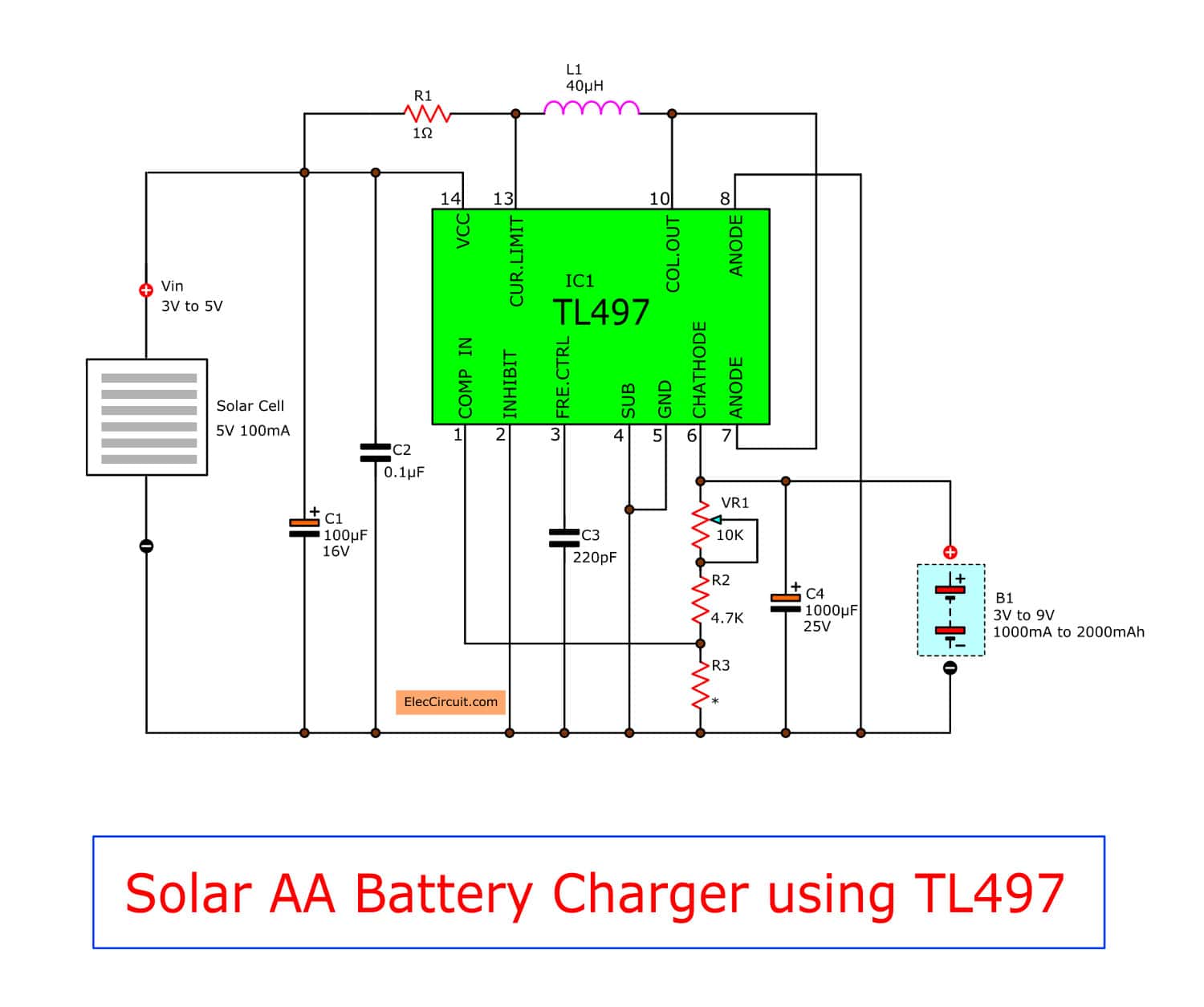 Make Solar AA Battery Charger Circuit Using TL497 