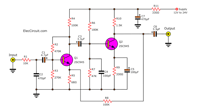 c945 transistor amplifier circuit diagram
