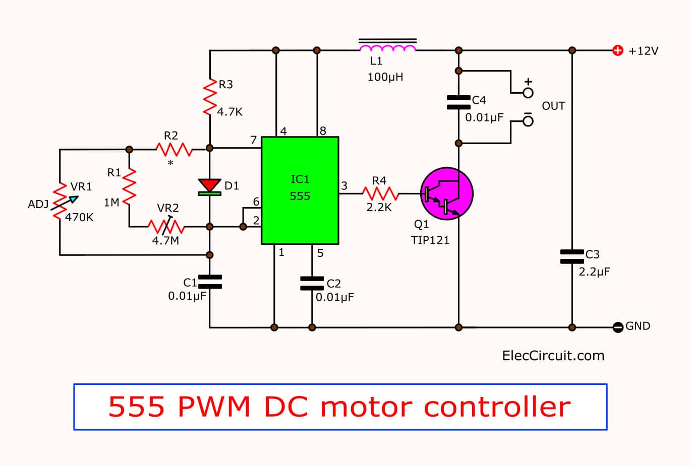 Tante Jeg regner med Retningslinier 555 PWM LED dimmer circuit diagram | Power Battery Saving