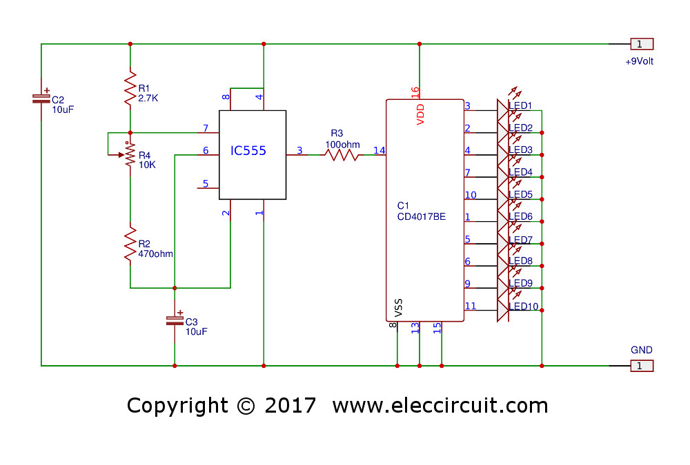 Led Chaser Circuit 2 Knight Rider Style 4017 Ic 555 T - vrogue.co