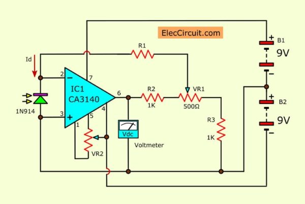 Complete Light meter circuit idea using diode