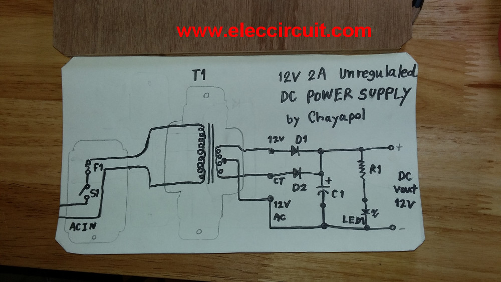 Simple 12V 2A Power supply circuit - ElecCircuit.com