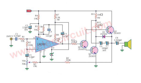 2N3055 Amplifier Circuit with PCB | 60W - ElecCircuit.com
