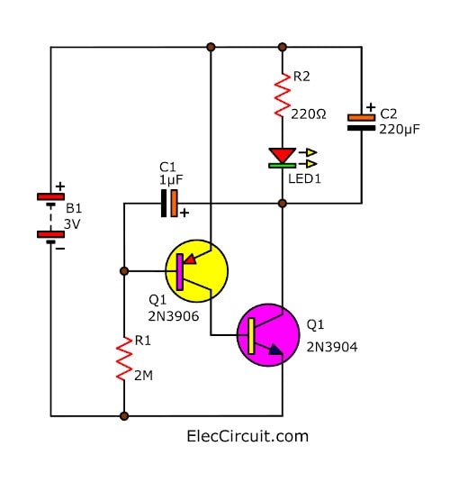 4 ideas of One LED flasher circuits using transistor, IC, UJT