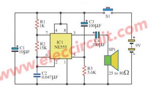 Doorbell circuit using transistors and IC-555 | ElecCircuit.com