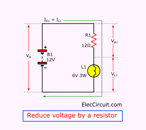 Reduce voltage by a resistor