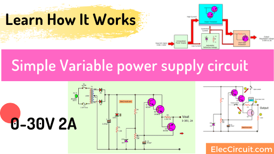 Simple Variable Power Supply Circuit 0 30v 2a Eleccircuit Com