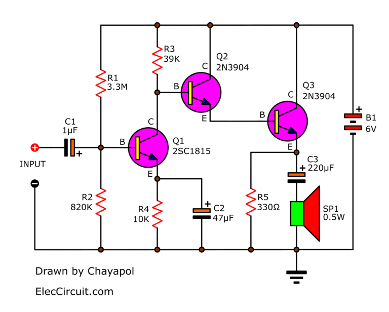 transistor amplifier wiring diagram