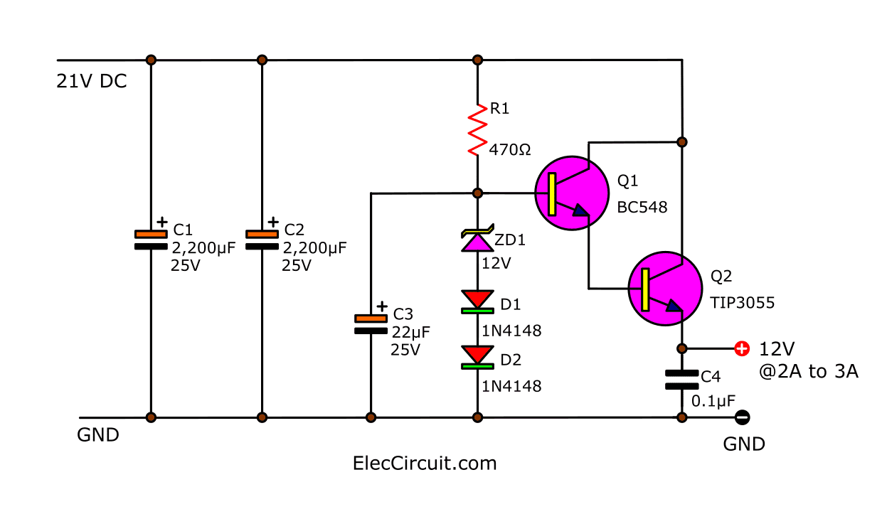 Prematuur gans burgemeester Many ideas of 12V and 5V Dual Power Supply Circuit Diagram at 3A max
