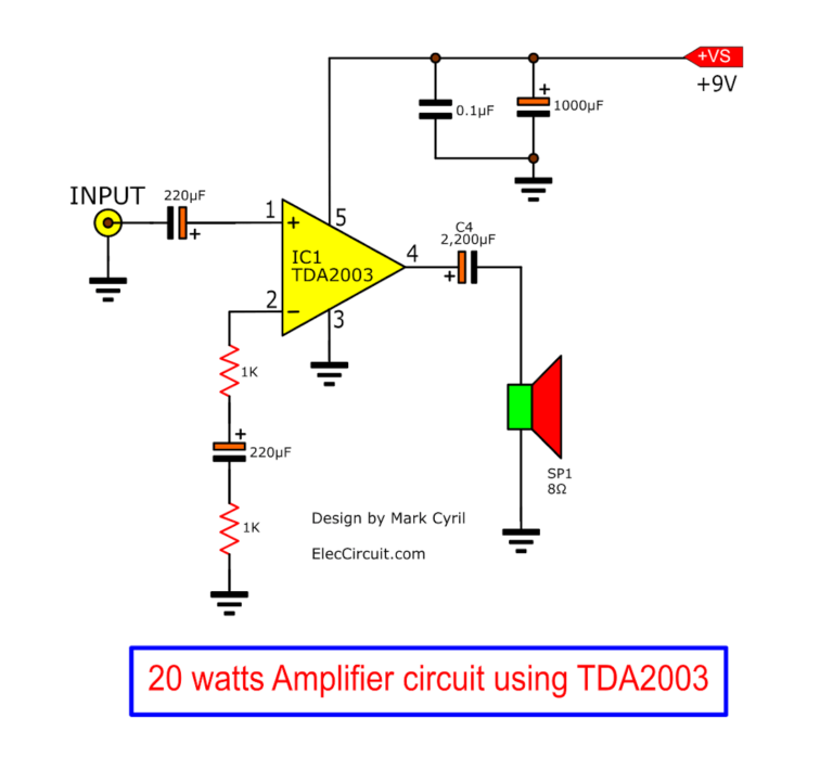 TDA2003 10W audio amplifier circuit - ElecCircuit.com