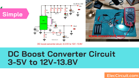 DC Boost Converter circuit 3.3-5v to 12V-13.8V - Eleccircuit