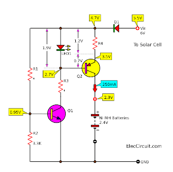 Simple 1.2V AA Ni-MH Battery Solar Charger circuits | ElecCircuit.com