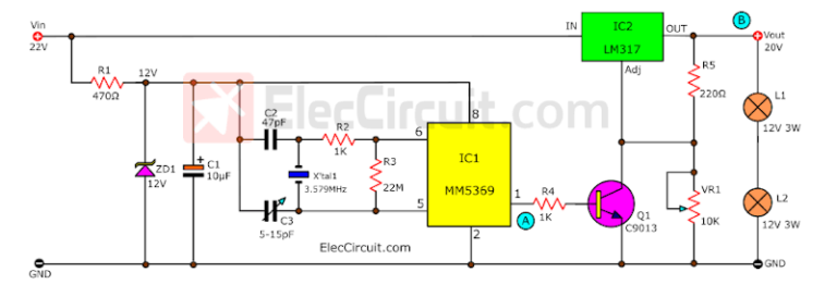 Experimenting with LM317 as power switch controller | ElecCircuit