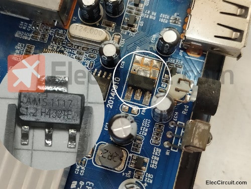 AMS1117 on a circuit board