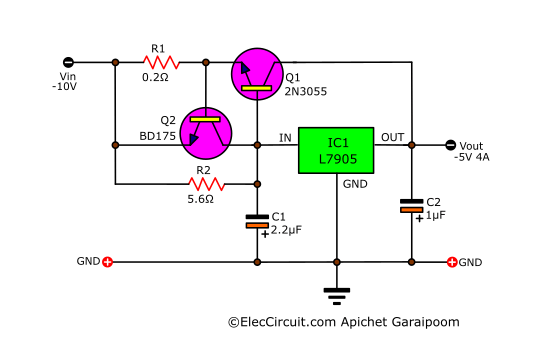 high current negative regulator circuit 7905